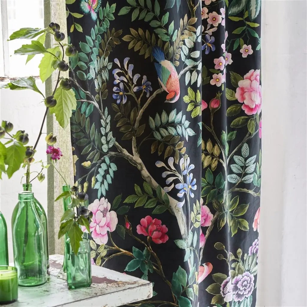 Porcelaine De Chine Velours Noir Room Fabric