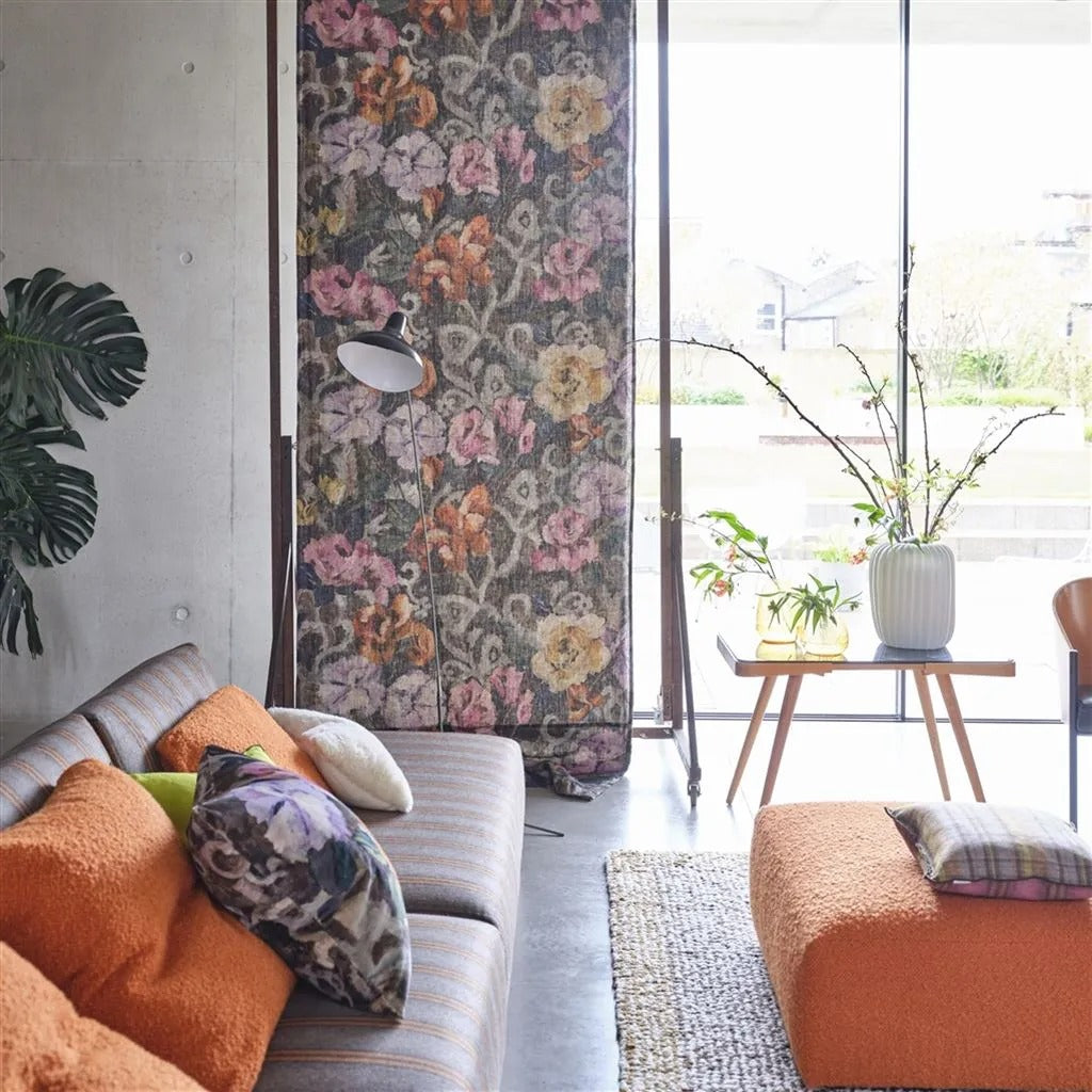 Tapestry Flower Damson Room Fabric