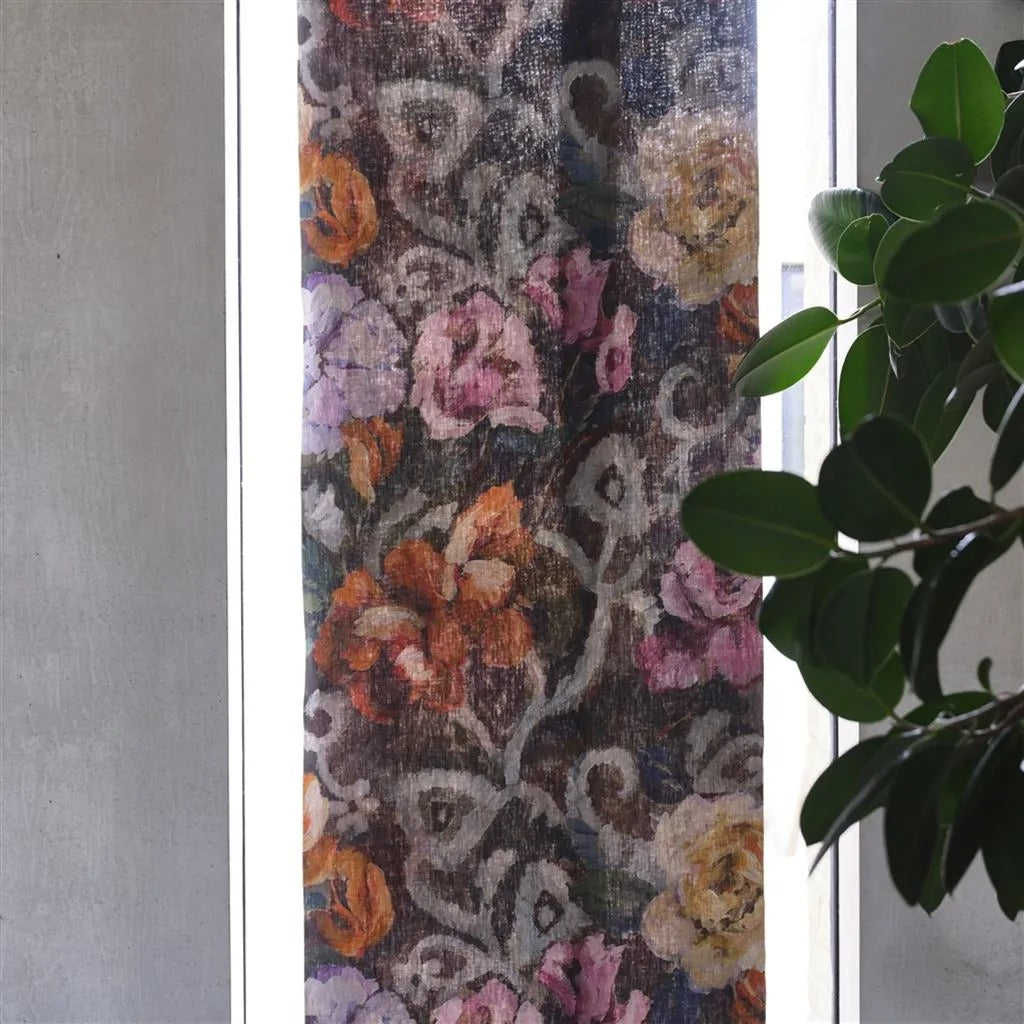 Tapestry Flower Damson Room Fabric