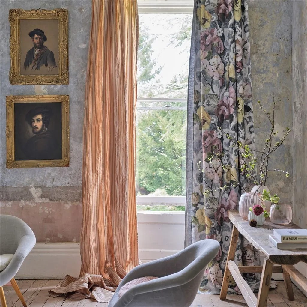 Tapestry Flower Platinum Room Fabric