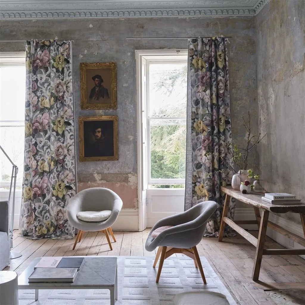 Tapestry Flower Platinum Room Fabric