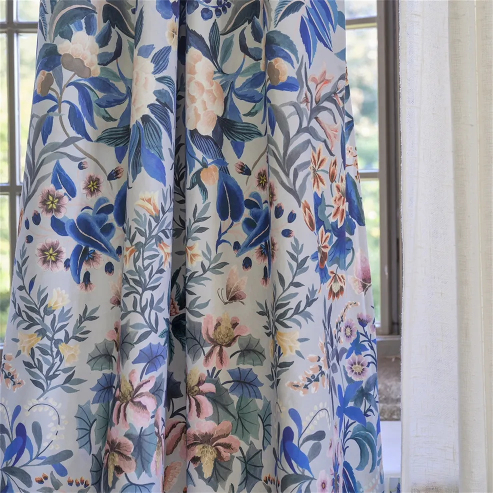 Ikebana Damask Slate Blue Room Fabric