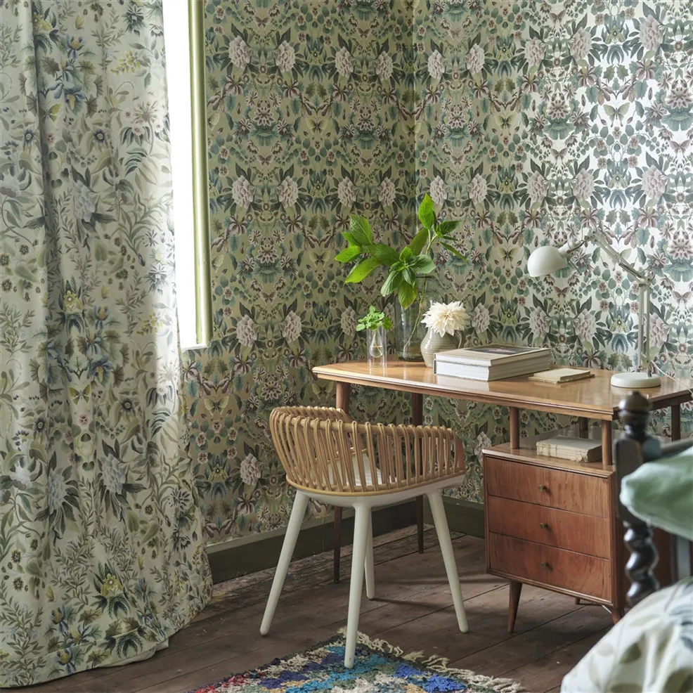 Ikebana Damask Eau De Nil Room Fabric