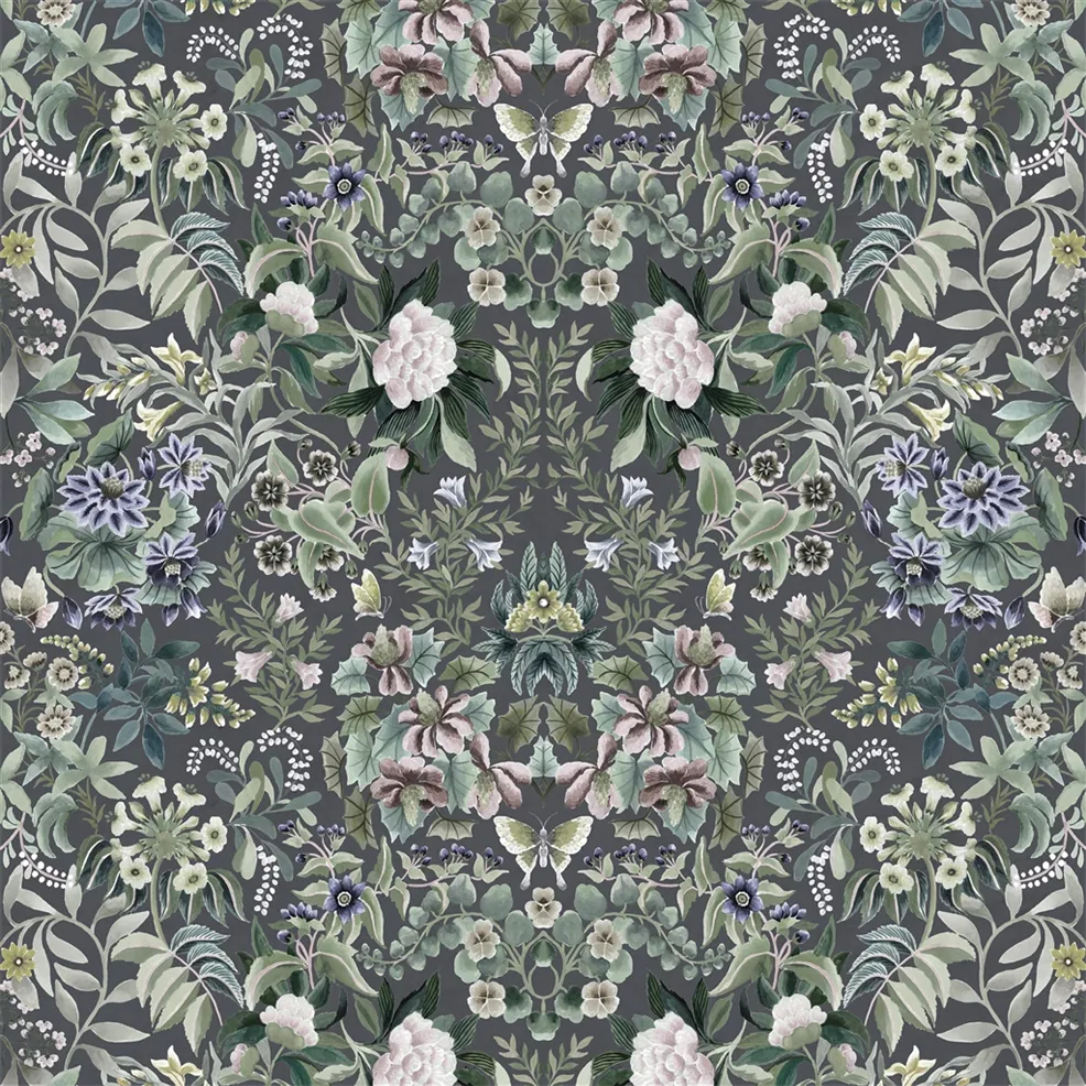 Ikebana Velvet Graphite Fabric