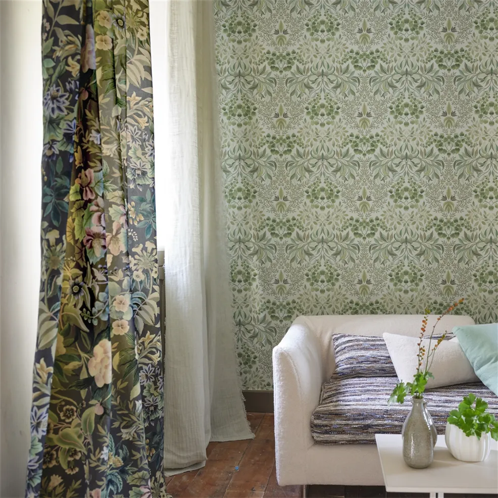 Ikebana Velvet Graphite Room Fabric