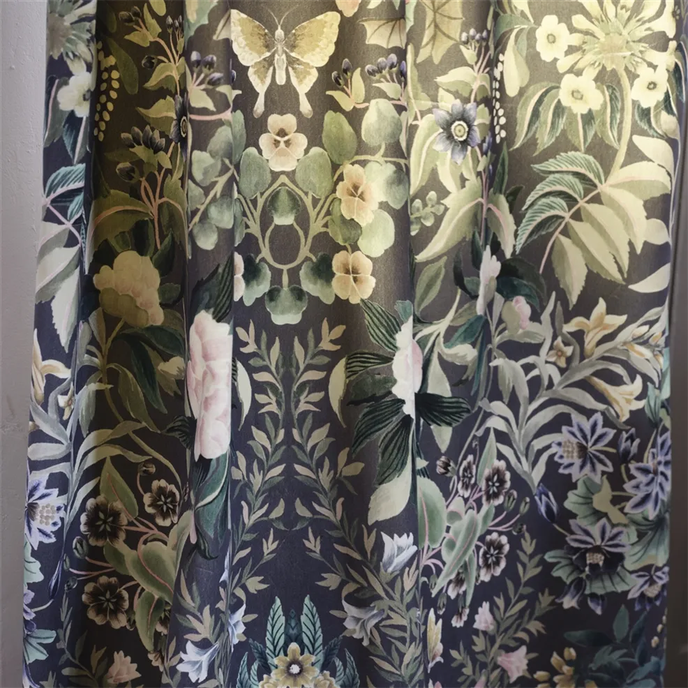 Ikebana Velvet Graphite Room Fabric