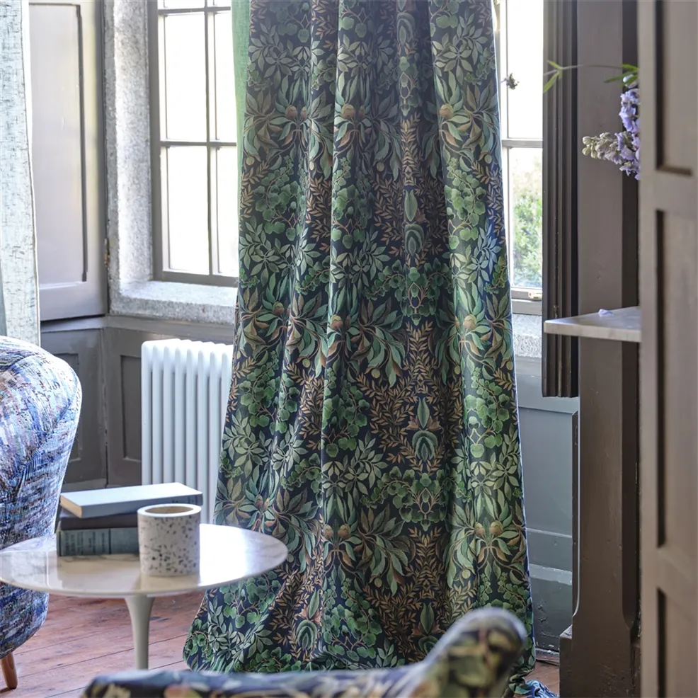 Karakusa Velvet Midnight Room Fabric