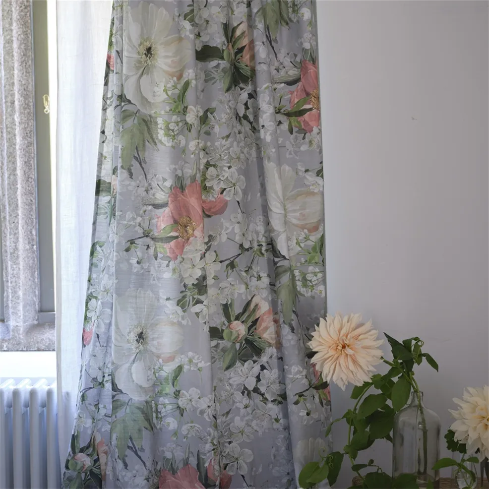 Peony Blossom Platinum Room Fabric