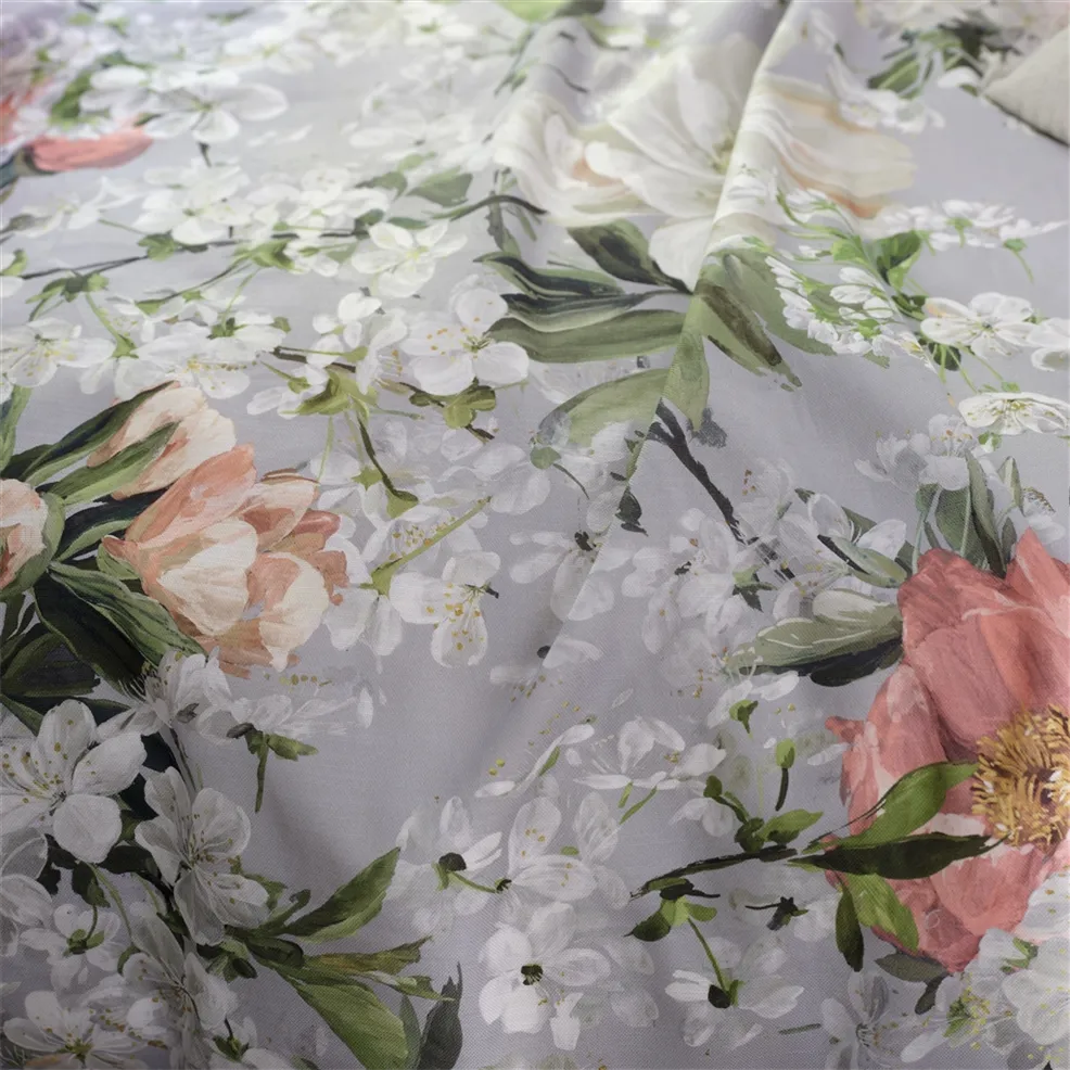 Peony Blossom Platinum Room Fabric