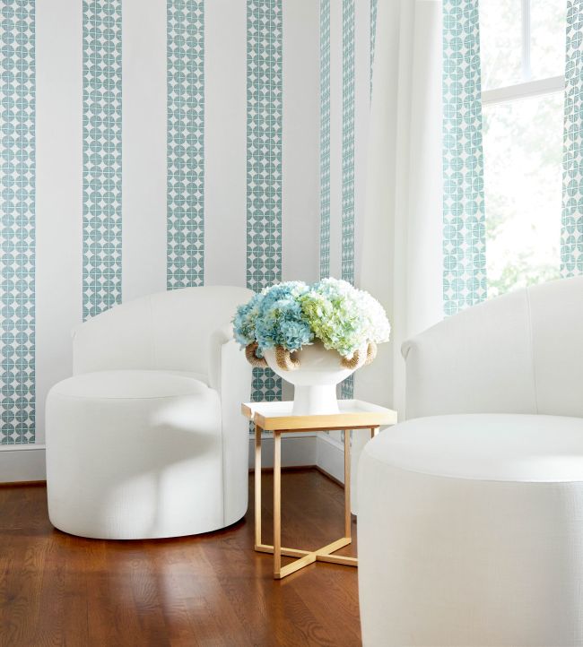 Fairmont Stripe Wallpaper - Teal - AT23129 - Anna French
