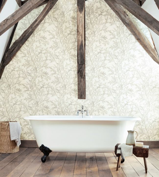 Farthing Wood Wallpaper - Silver - DYSI216612 - Sanderson