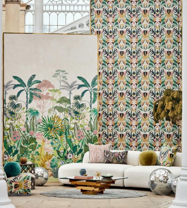 Floreana Wallpaper - Bleached Coral/Succulent/Fig Leaf - HTEW112777 - Harlequin