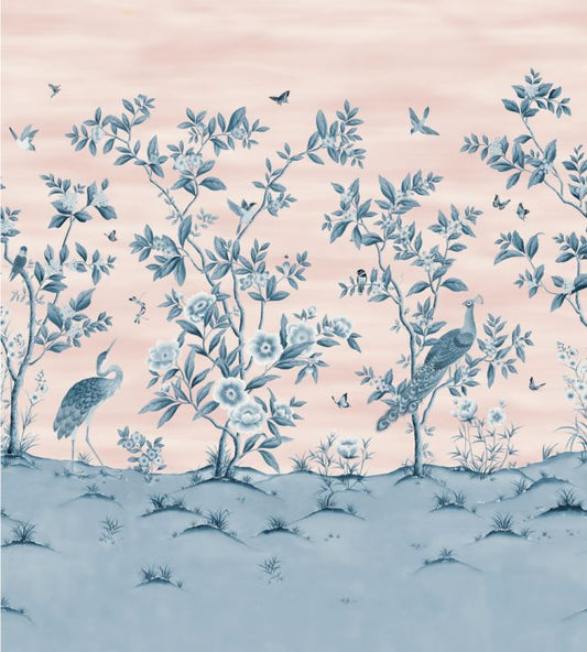 Florence Wallpaper - Powder/ China Blue - HDHW112890 - Harlequin