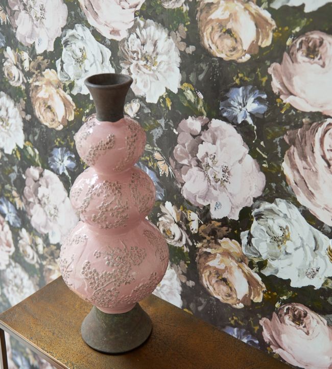 Floretta Wallpaper - Blush/Charcoal - Clarke & Clarke 
