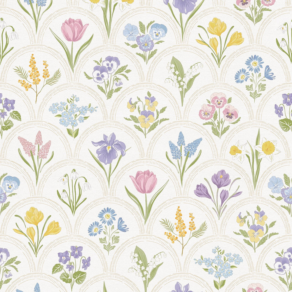 Flowers for Victoria Wallpaper - Country Pastels - Lucie Annabel