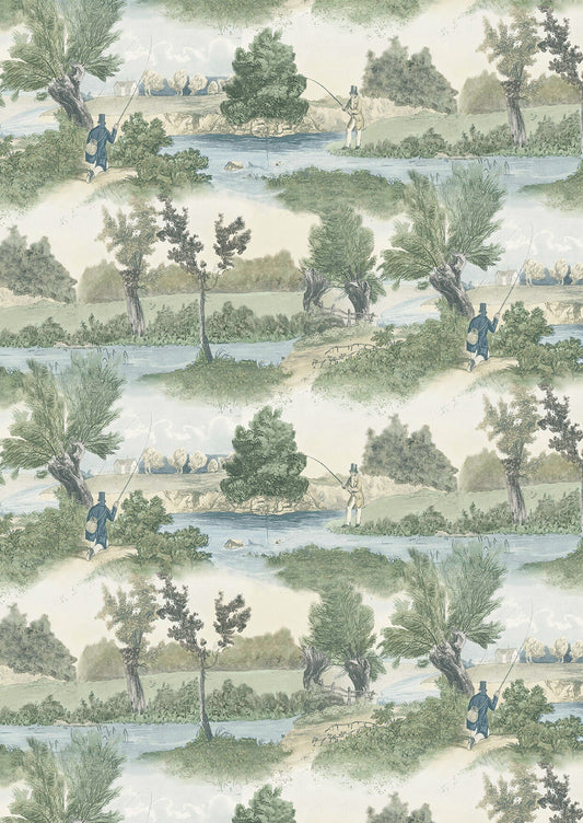 Fly Fishing - Extra Wide Width Wallpaper - Lewis & Wood