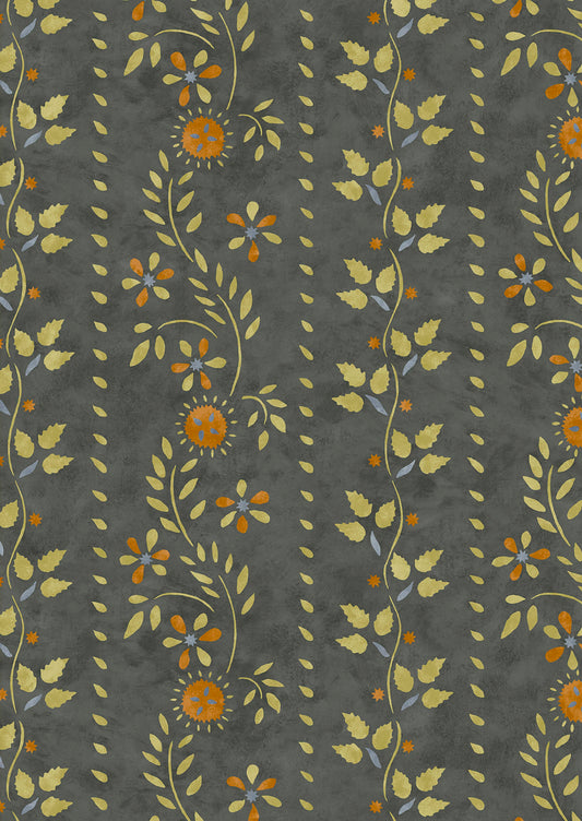 Folklore Wallpaper - Charcoal Lime
