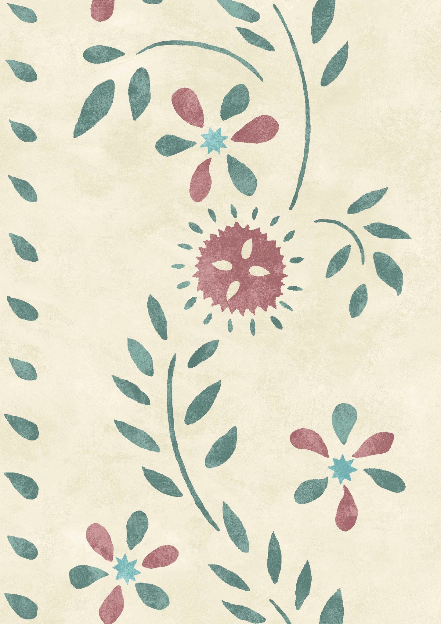 Folklore Wallpaper - Teal Berry