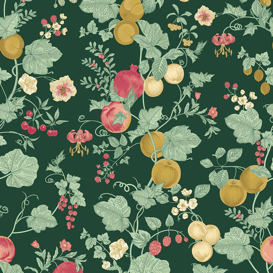 Forgotten Fruit Wallpaper - Guava & Ochre on Castleton Green - Lucie Annabel