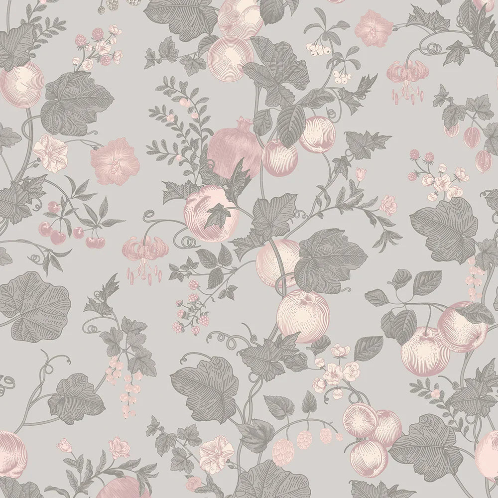 Forgotten Fruit Wallpaper - Violet Grey & Vintage Rose - Lucie Annabel
