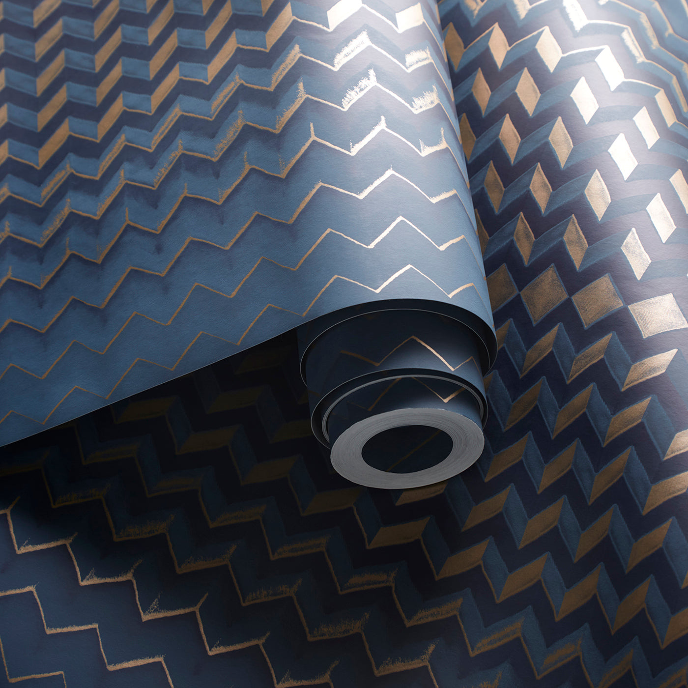 Fragment Wallpaper - Midnight/Copper - Clarke & Clarke