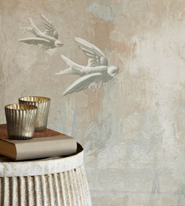 Fresco Birds Wallpaper - Natural - BG0700-101 - Barneby Gates