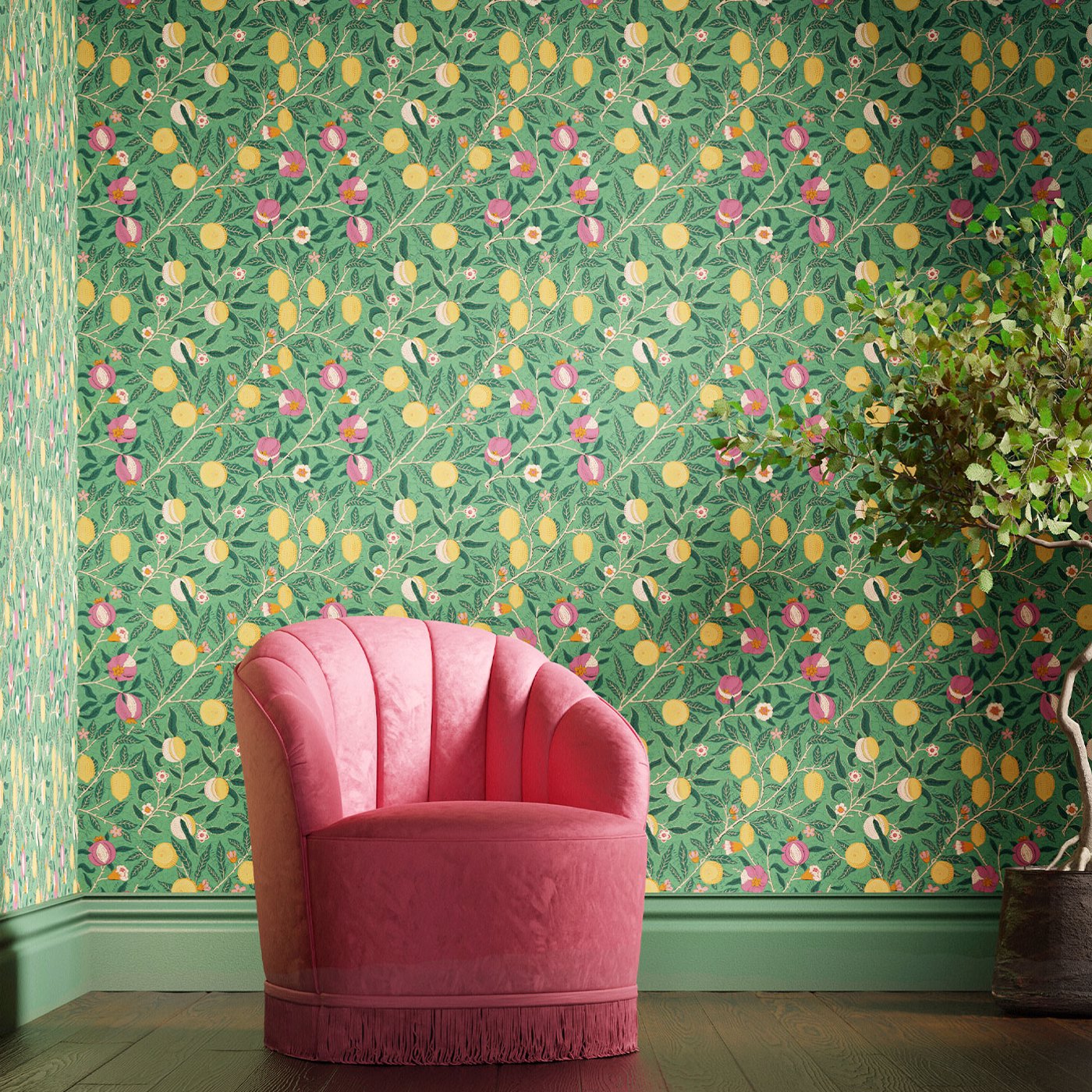 Fruit Wallpaper - Tangled Green - 510018 - Morris & Co
