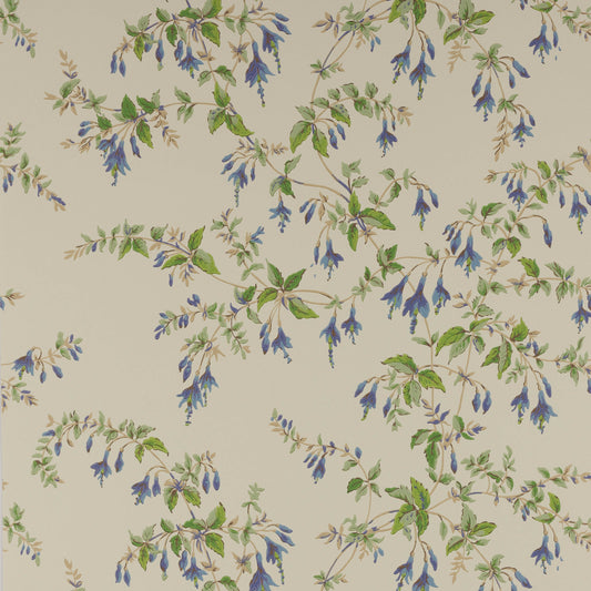 Fuchsia Wallpaper - Blue/Leaf - Colefax & Fowler
