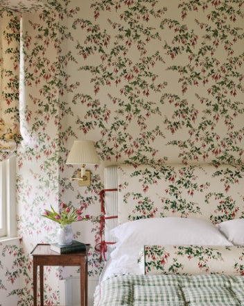 Fuchsia Wallpaper - Red/Forest - Colefax & Fowler