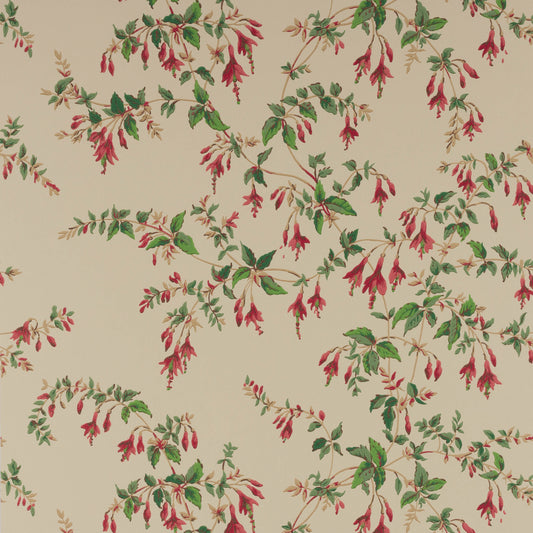 Fuchsia Wallpaper - Red/Forest - Colefax & Fowler