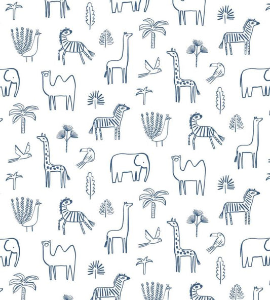 Funky Jungle Wallpaper - Navy - HLTF112630 - Harlequin