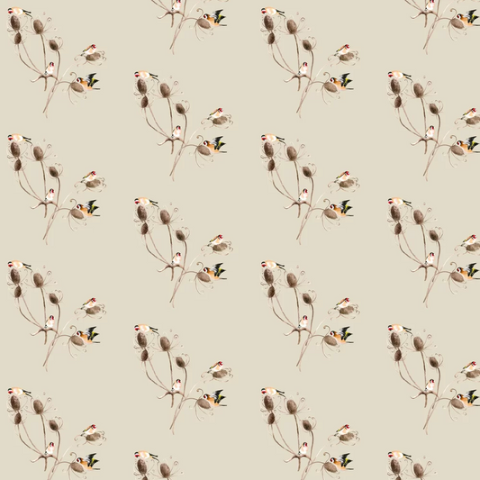Goldfinches Wallpaper - Beige - Petronella Hall