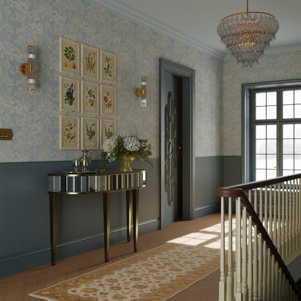 Garden Trellis Wallpaper - Mineral & Vintage Cream - Lucie Annabel