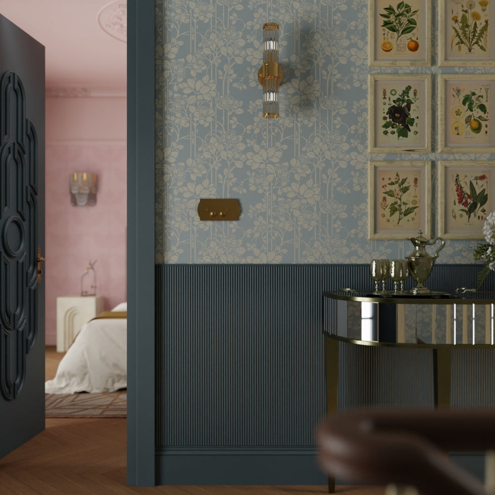 Garden Trellis Wallpaper - Mineral & Vintage Cream - Lucie Annabel
