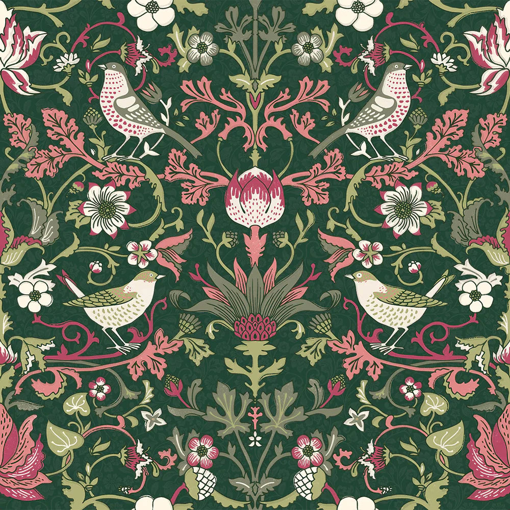 Garden Visitors Wallpaper - Guava on Castleton Green - Lucie Annabel
