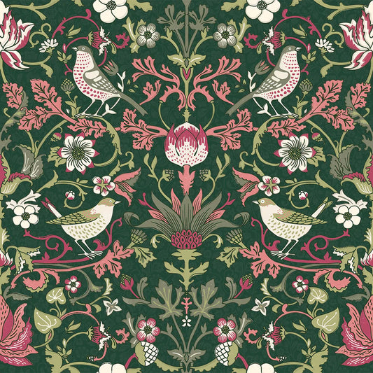 Garden Visitors Wallpaper - Guava on Castleton Green - Lucie Annabel