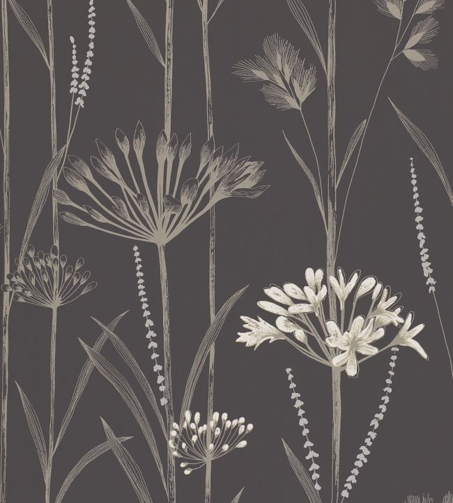Gardinum Wallpaper - Charcoal Flint & Gilver - HPOW110556 - Harlequin
