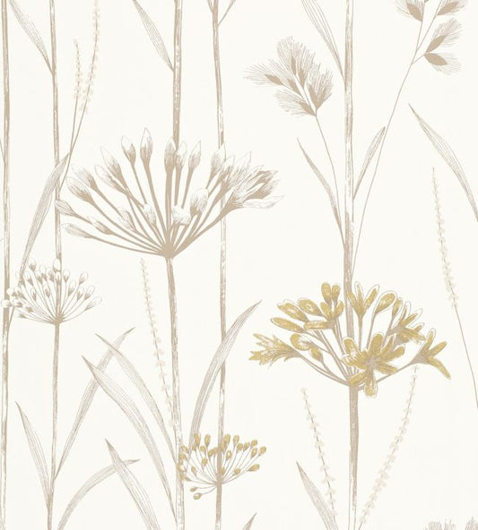 Gardinum Wallpaper - Ivory & Gold - HPOW110554 - Harlequin