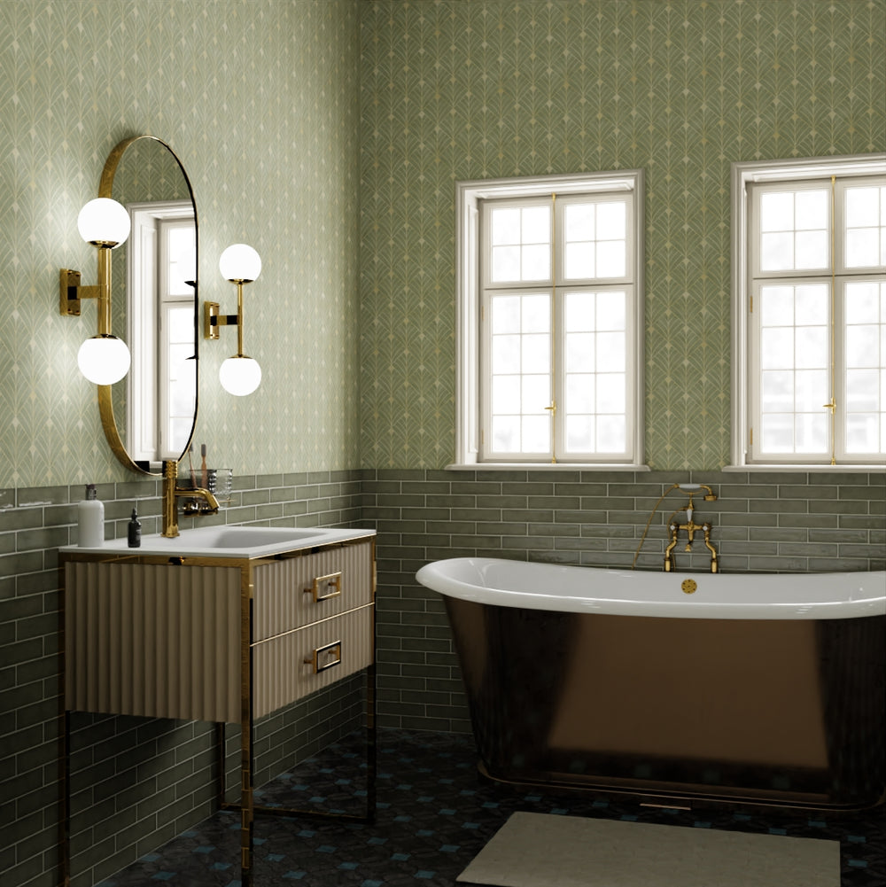 Gatsby Wallpaper - Olive & Vintage Gold - Lucie Annabel