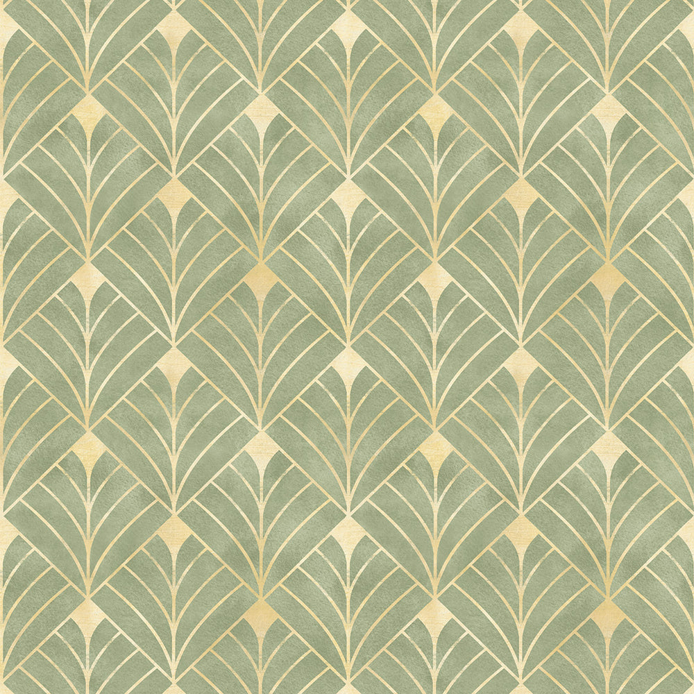 Gatsby Wallpaper - Olive & Vintage Gold - Lucie Annabel