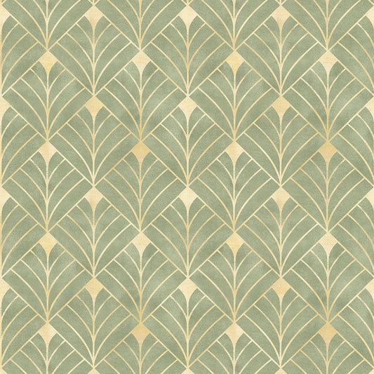 Gatsby Wallpaper - Olive & Vintage Gold - Lucie Annabel