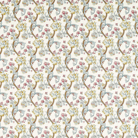 Golden Lily Embroidery Fabric - Plum/Denim - F1742/04 - Clarke & Clarke