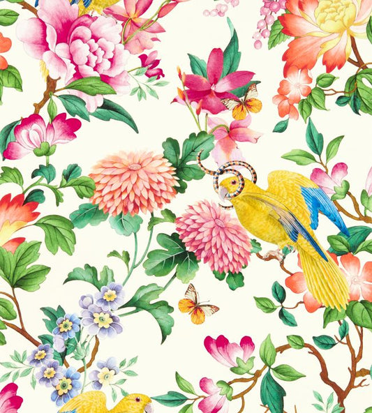 Golden Parrot Wallpaper - Ivory - Clarke & Clarke