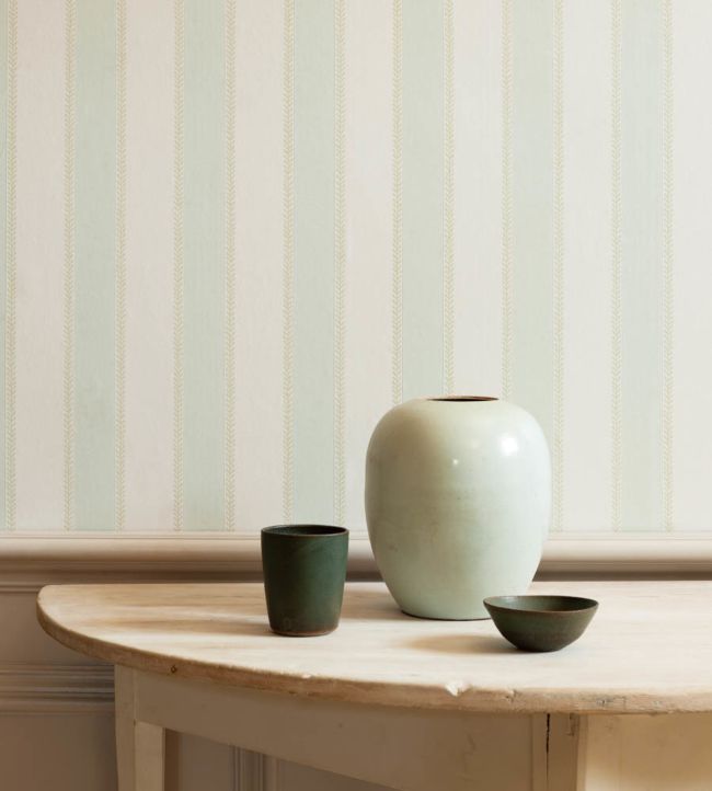 Graycott Stripe Wallpaper - Aqua/Green - Colefax & Fowler