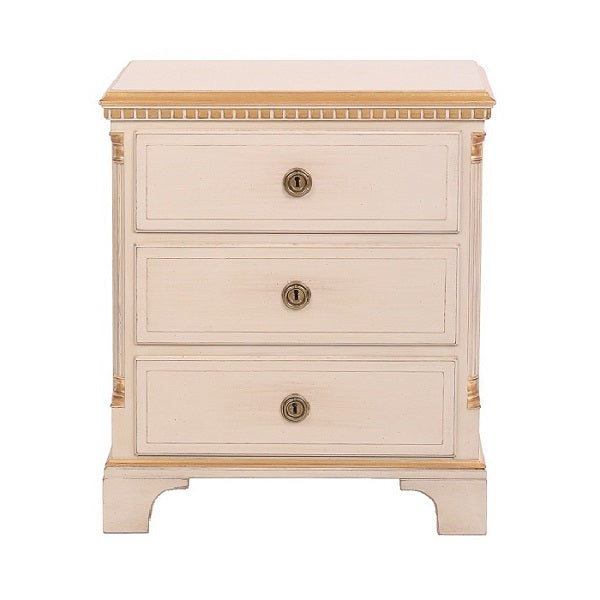 Gustavian bedside cabinet with 3 drawers