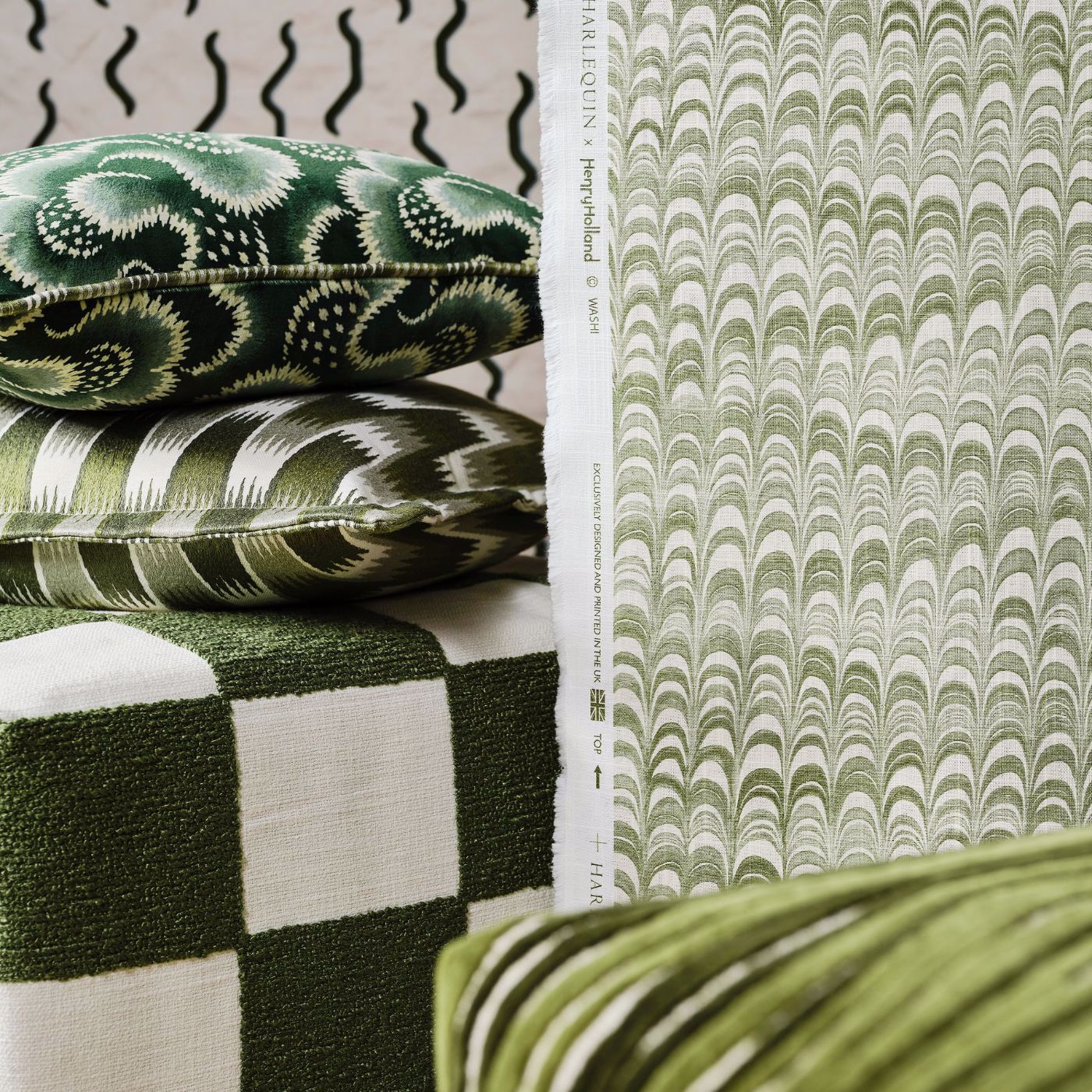 Ludaix Velvet Fabric - Matcha - Harlequin - Henry Holland
