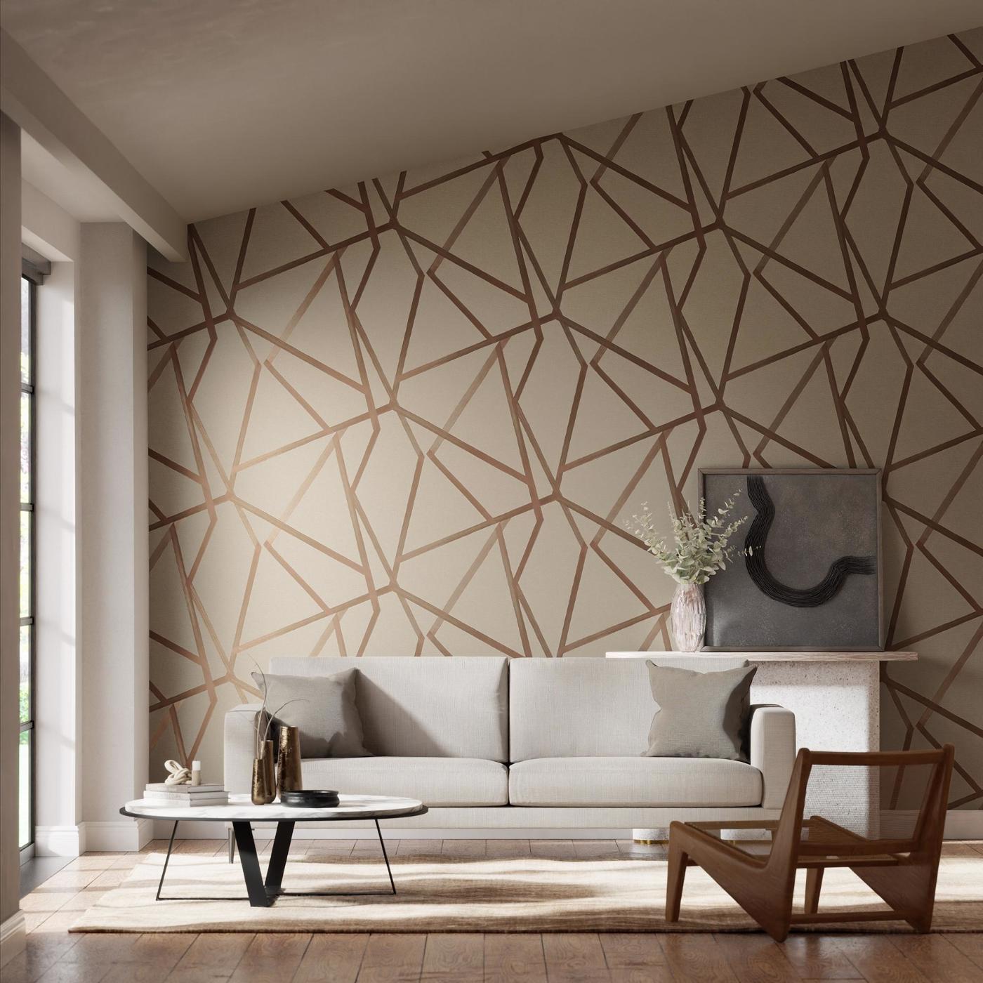 Sumi Room Wallpaper - Hessian/Copper