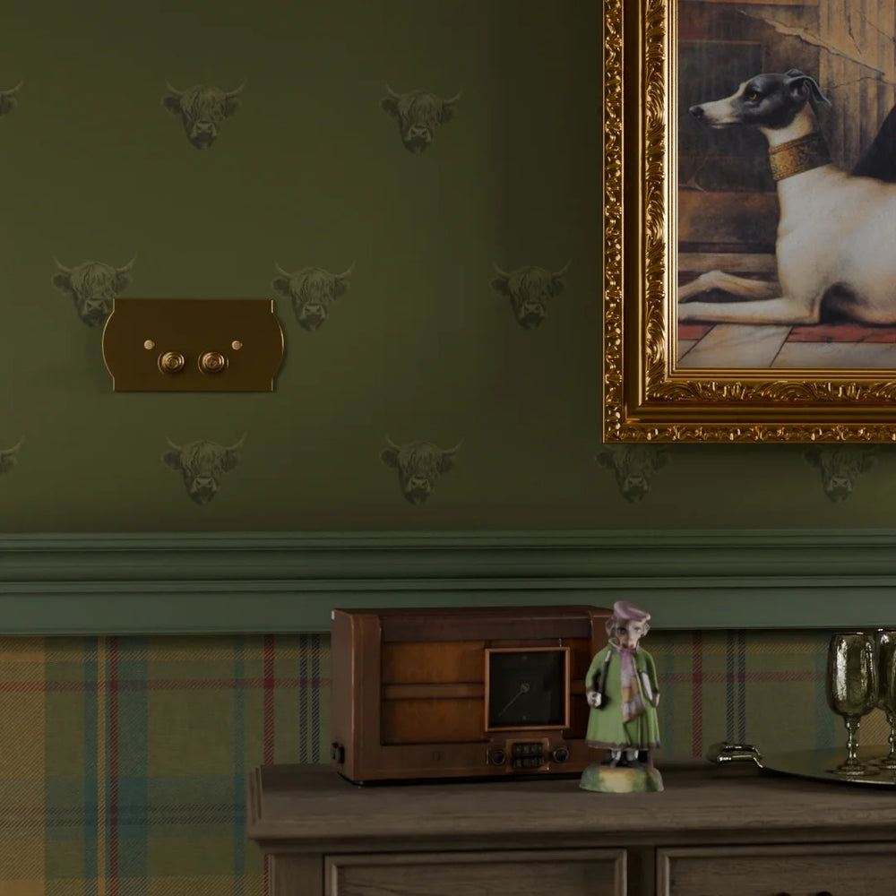 Heilan Coo Wallpaper - Gentleman Green - Lucie Annabel