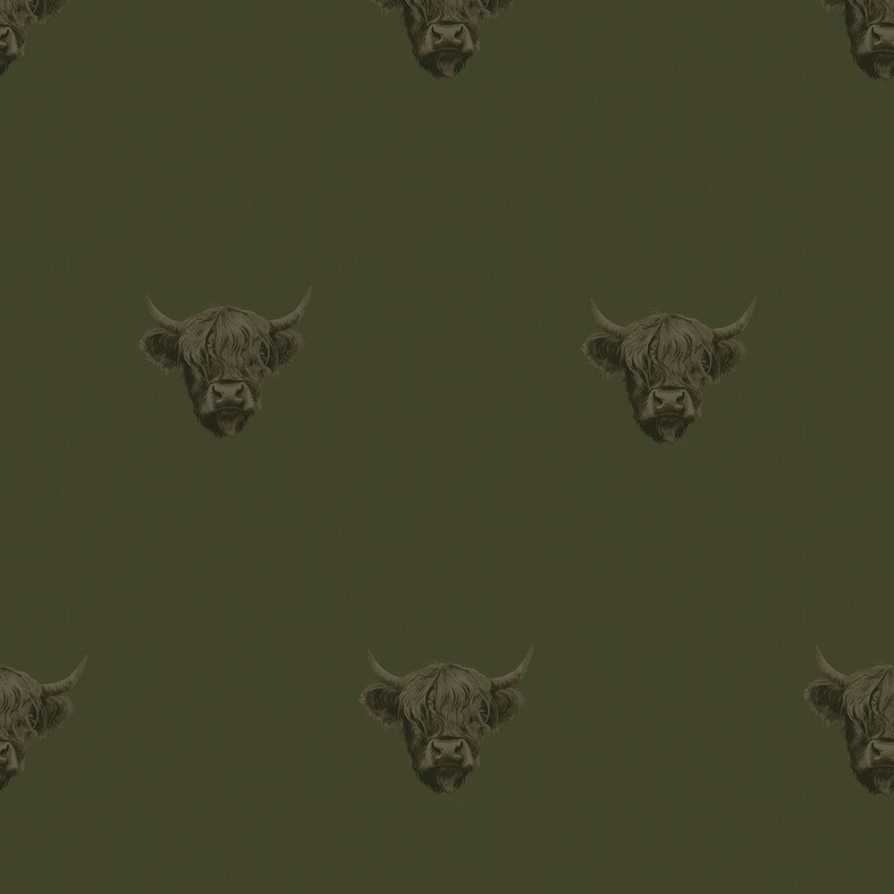 Heilan Coo Wallpaper - Gentleman Green - Lucie Annabel