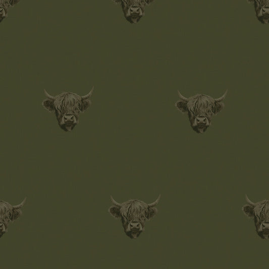 Heilan Coo Wallpaper - Gentleman Green - Lucie Annabel